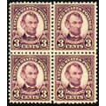 555, Mint VF NH/LH 3¢ Block of Four Lincoln Sta...