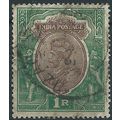 India 1911 SG186 1 Rupee Brown & Green Good/Fin...