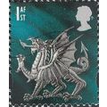 WALES, Heraldic Dragon, blue-green 2001, 1st, #5