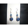 Simple blue oriental look glass & stone earrings