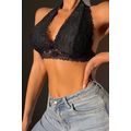 Black Lace Crochet Halter Neck Bralette