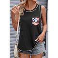 Black Sequined American Flag Patched Exposed Se...