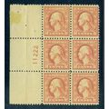 527 2c George Washington Fine MMH Plt/6 Left 11...