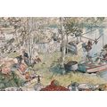 Carl Larsson Crayfishing Postcard used VGC