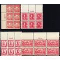 654/690, Mint NH Four 2¢ Red Plate Blocks CV $1...