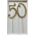 50th Anniversary Gold Pick Cake Topper - New