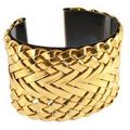 Metallic Woven Brass Cuff - Gold Color - BR-CU0...