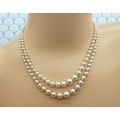 Vintage 1950s Double Strand Glass Pearl Bead Ne...