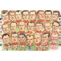 Wales Welsh Rugby Union 1999 Team Comic Caricat...