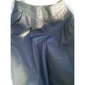 Leather pants gray front pleat back zipper side...