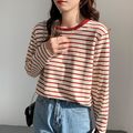 Ladies Fashion Striped Long Sleeve T-Shirt