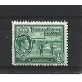 Turks&Caicos.SG195 1/2d Raking Salt (Green).Col...