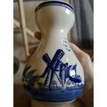 Vase Blue And White Windmill Scene