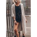 Apricot Sequin 3/4 Sleeve Open Front Duster Kimono
