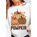 White Hello Pumpkin Thanksgiving Graphic Sweats...