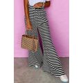 Black Stripe Lace-up Waist Casual Flared Pants