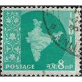 INDIA, Map of India, grey-green 1958, 8nP, #3