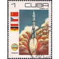 CUBA, SPACE, rocket launch, blue 1979, 1c