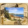 Maine with Seashell Laser Engraved Wood Picture...