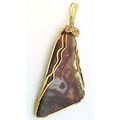 Tiffany Stone Agate Brass Wire Wrap Gemstone Pe...
