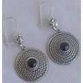 Oriental silver onyx earrings