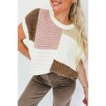 Multicolor Colorblock Mix Textured Sweater Tee