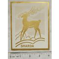 Vintage gummed label - Sharda - gold antelope