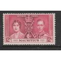 MAURITIUS 1937 CORONATION 12c SCARLET SG 250 M/...