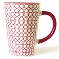 Geometric Design Mug Fine China Burgundy Patter...