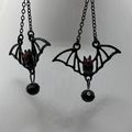 Halloween Earrings Gothic Black Bat Chain Earri...