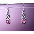 Silver Amethyst Celtic Drop Earrings