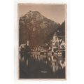 Fairytale scene of mountain lake buldings Halls...