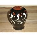 Black Studio Pottery Slip Decorated Vase / Pot ...