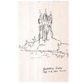 1960 sketch..GLASTONBURY, Somerset. vintage unu...