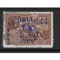 URUGUAY 1945 AIR SURCH VICTORY 44c on 75c BROWN...