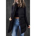 Black Windproof Longline Full Zipper Puffer Ves...