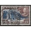 Ceylon 1935 SG375 25c Deep Blue & Chocolate Fin...