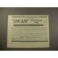 1909 Swan Fountain Pen Ad - Three Generations