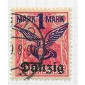 DANZIG 1920 AIR AIRMAIL PLANE 1M Mi 52 OVERPRIN...