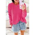 Rose Loose Popcorn Textured Hooded Sweater