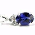 Created Blue Sapphire, 925 Sterling Silver Pend...