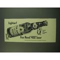 1949 Fox Head 400 Beer Ad - Lighter! Brewed wit...