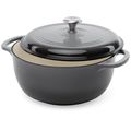 6 Quart Large Grey Enamel Cast-Iron Dutch Oven ...