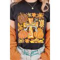 Black Thanksgiving Pray Cross Pumpkin Graphic C...