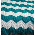 Vintage 1970 1980 Hand Made Turquoise White Bed...