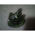 Solid glass figurine frog on lily pad new