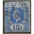 Ceylon 1922 SG345 15c Ultramarine Fine Used . .. .