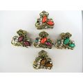 Small metal antique bronze jeweled hair claw cl...