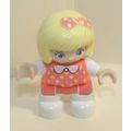 Lego Duplo Blonde Girl with Pink Dress Figure