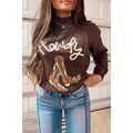 Coffee Western Howdy Boot Graphic High Neck Swe...
